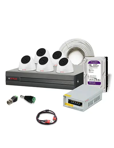 CP Plus 2.4MP 5 Night Vision Outdoor Bullet Camera & 8 Channel DVR Kit with Accessories