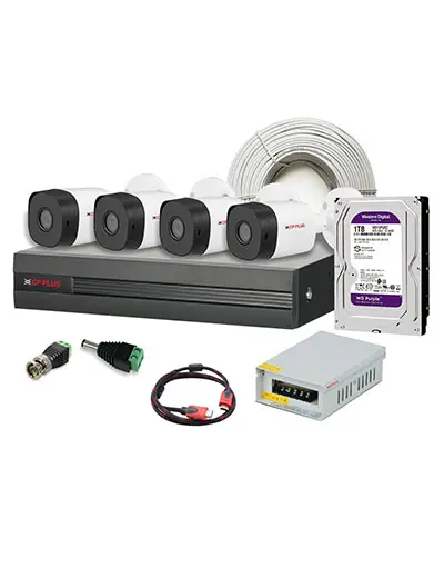 CP Plus 2.4MP 4 Bullet Cameras & 4 Channel DVR Kit with Accessories