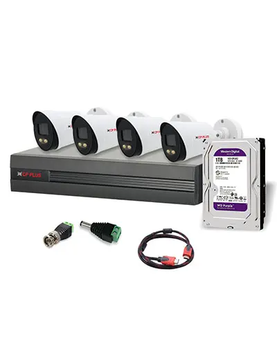 CP Plus 2.4MP 4 Bullet Cameras & 4 Channel DVR Kit with Accessories