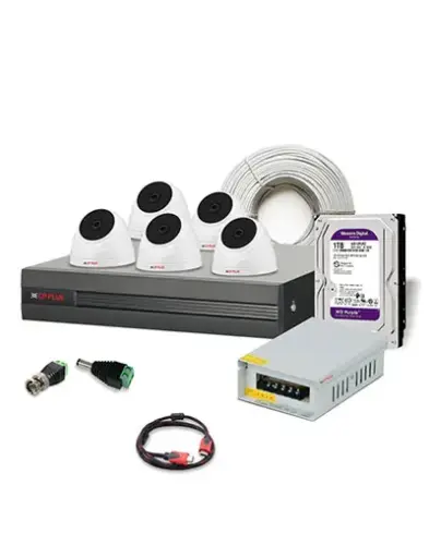 CP Plus 2.4MP 5 Night Vision Outdoor Bullet Camera & 8 Channel DVR Kit with Accessories