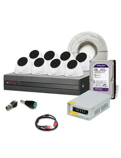 CP Plus 2.4MP 8 Night Vision Dome Cameras & 8 Channel DVR Kit with Accessories