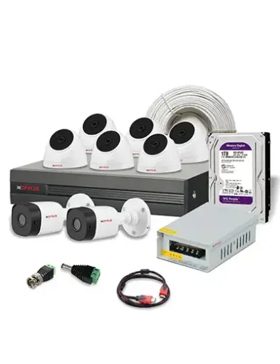 CP Plus 2.4MP 6 Dome Cameras, 2 Bullet Cameras & 8 Channel DVR Kit with Accessories